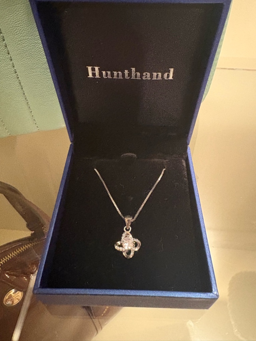 Silver Floral Crystal Pendant Necklace - Silver - Picture 2 of 4